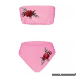 POHOK Women Fashion Sexy Swimwear Embroidered Rose High Waist Bikini Set Bathing Suit Pink B07NHKF97N